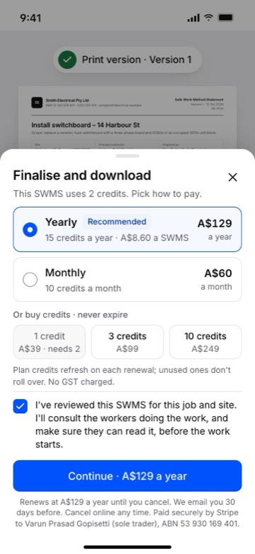 Choosing how to pay