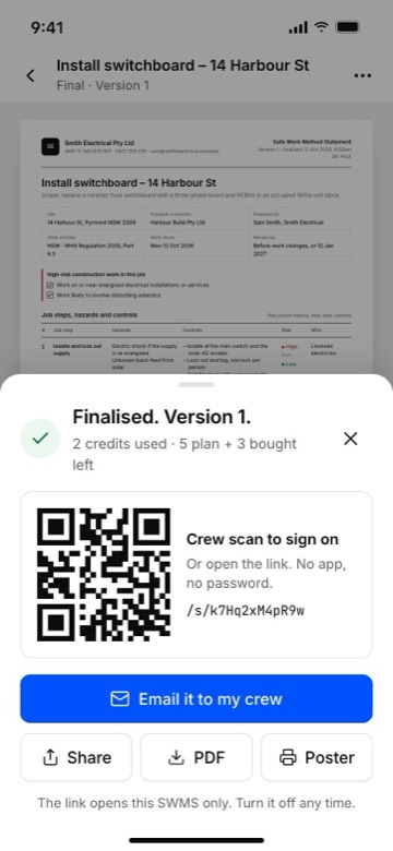The share sheet