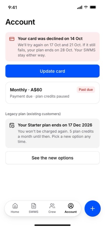 A failed payment